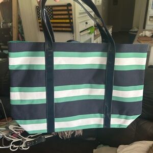 Striped Tote Bag in Green and Navy